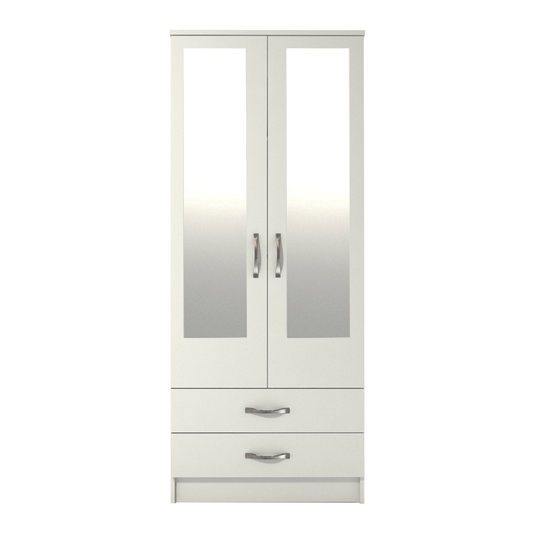 Ready assembled Classic 2 Door 2 Drawer Mirrored Wardrobe White