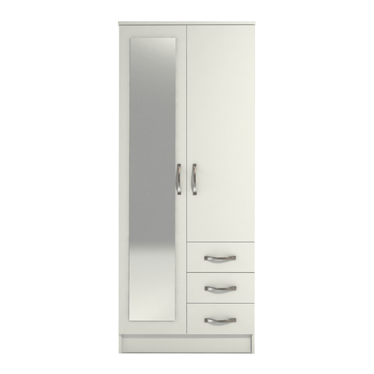 Ready assembled Classic 2 Door 3 Drawer Combi Mirrored Wardrobe White