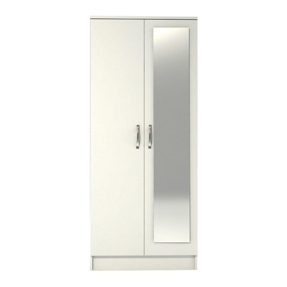 Ready assembled Classic 2 Door Mirrored Wardrobe White