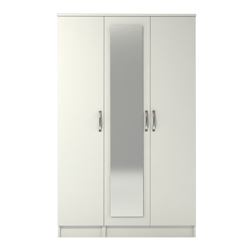 Ready assembled Classic 3 Door Mirrored Wardrobe White