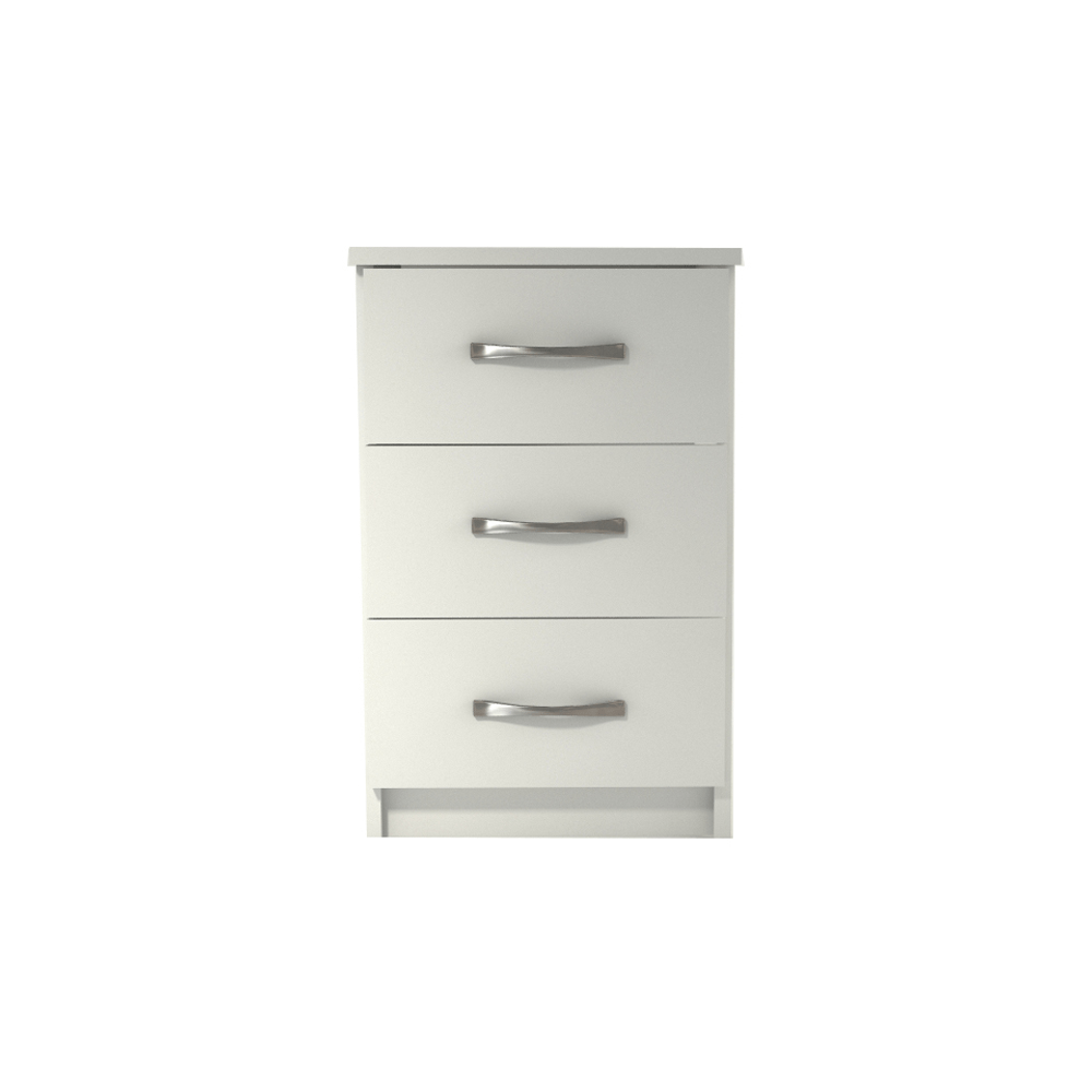 Ready assembled Classic 3 Drawer Bedside White